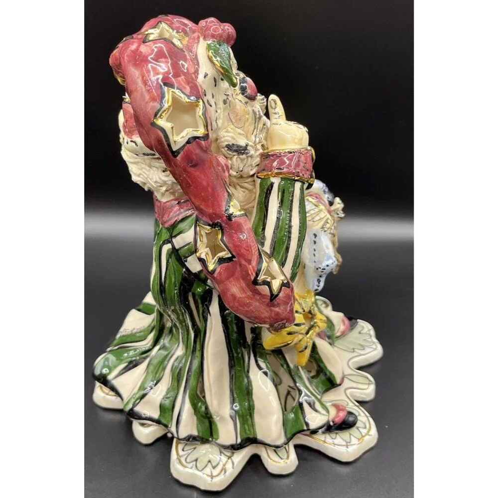 VNTG Blue Sky Clayworks Heather Goldminc Santa Claus figurine candle topper -New
